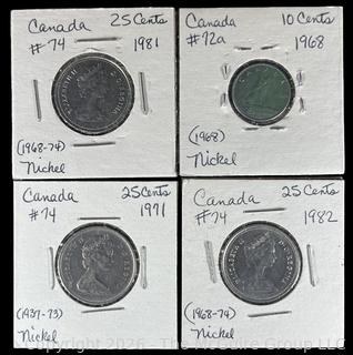 Four (4) Canadian 25 Cents Coins