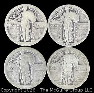 Four (4) Standing Liberty Silver Quarter Coins