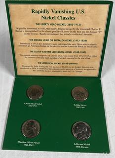Four (4) American Nickels of the 20th Century Coin Set
