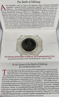 To The Heroes of the Battle of Midway $5 Commemorative Coin 