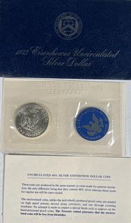 Two (2) 1973 Eisenhower Uncirculated Silver Dollar Coin