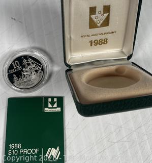 1988 Australian Ten Dollar Proof Silver Coin