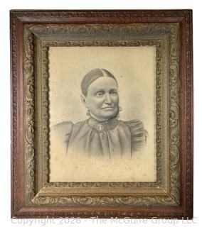 Framed Under Glass Portrait of Woman, Possibly Susan B Anthony.  