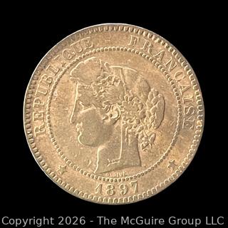 1897 Ten Centimes France Coin