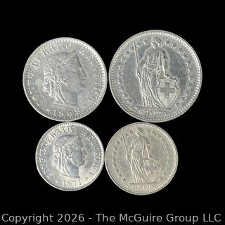 Four (4) Switzerland Coins 