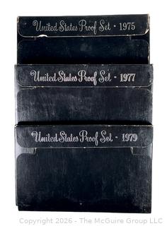 Three (3) United States Proof Coin Sets - 1975, 1977 & 1979