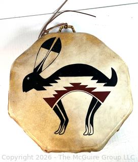 Taos Octagonal, Double Sided Native American Drum with Rabbit Design