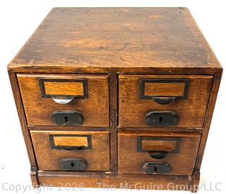 Four (4) Drawer Wooden Library File Box