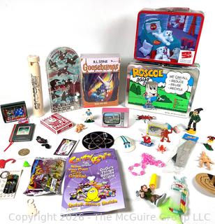 Assortment of Character Toys and Coca-Cola Lunchbox