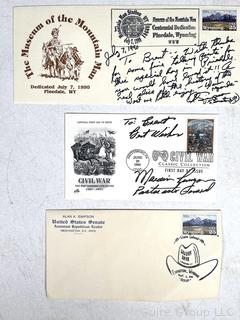 Senator A. Simpson Signed Postcard; Postmaster General Signed Card, Special Cancellation