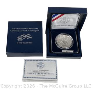 2007 United States Mint Jamestown 400th Anniversary Commemorative Proof Silver Dollar Coin