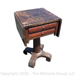 American Empire Mahogany Drop Leaf Sewing Table
