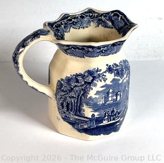 Masons English Ironstone Ware Pitcher Blue and White Vista Pattern