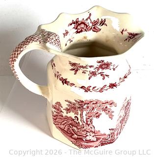 Mason's English Ironstone Ware Pitcher Red and White Watteau Pattern