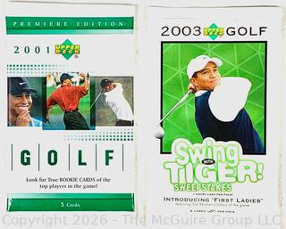 Two (2) unopened packs of Upper Deck Golf Trading Cards: 2001 2003