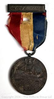 Sterling Silver 1918 World Record Silver Medal issued by the US Shipping Board presented to the shipbuilders in Camden City, New Jersey made by Bailey, Banks & Biddle. 