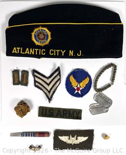 American Legion Hat, Military Patches and Dog Tags