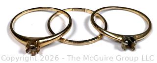 Three (3) 14KT  ????? Yellow Gold Rings, Missing Stones.  3 grams