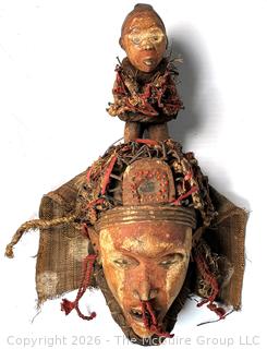 Primitive African Bakongo Helm Tribal Mask.  22" long