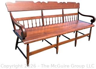 19th Century American Primitive Windsor Deacons Bench.  21" x 36" x 74"