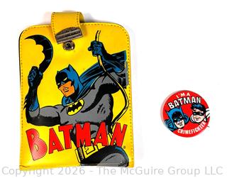 1966 Batman & Robin Child's Wallet by Standard Plastic Products & 1966 I'm A Batman Crimefighter Pin Back