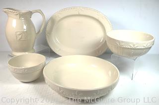 Set of White Porcelain Serving and Dinnerware