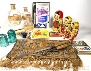Group Including Glass Insulators, Matroyska Dolls, Blanton's Bourbon Bottles, Etc