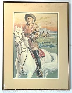 Framed Under Glass Col WF Cody Buffalo Bill Poster.  17" x 27"