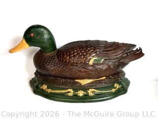 Cast Iron Hand Painted Mallard Duck Shaped Door Stop