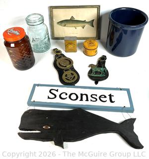 Fish related; glass; ceramics; horse brass; tobacco tins