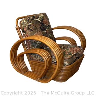 Rattan Five Strand Pretzel Streamline Club Chair. Paul Frankl Style for Tochiku