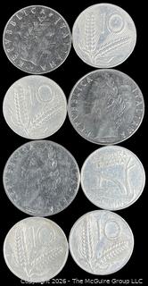 Eight (8) Foreign coins in plastic holders, various dates and denominations. Italy