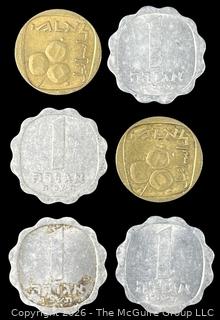 Six (6) Foreign coins, various dates and denominations: Isreal