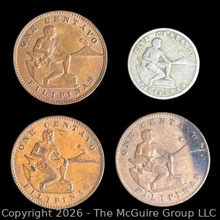Four (4) foreign coins, various dates and denominations: Philippines