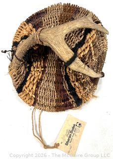 Alaskan Seagrass Basket with Deer Antler