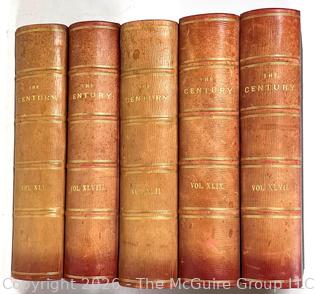 Ten (10) Leather Bound Volumes of The Century Illustrated Monthly Magazine - 1910's