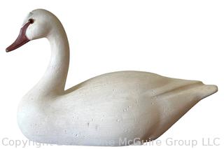 Carved Wooden White Duck 