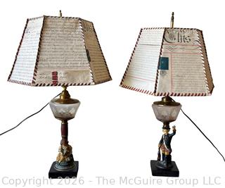 Two (2) Figural Table Lamps with Paper Shades