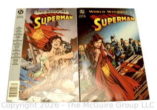 Two (2) DC Death of Superman Square-Bound Edition Comic Books
