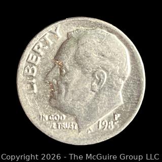 1985-p US Dime Coin Mistrike