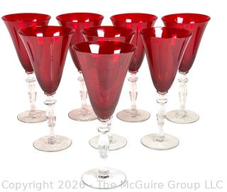 Eight (8) Morgantown Ruby Red Plantation Wine Goblets