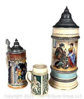 Three (3) Porcelain Steins