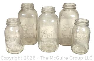 Five (5) Glass Ball Perfect Mason Canning Jars