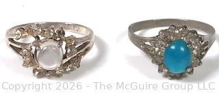 Two (2) Sterling Silver with Stone Centers Rings
