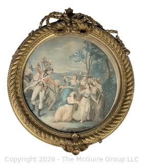 Round Ornate Gilt Framed Print (??) 