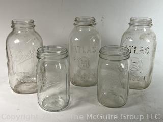 Five (5) Glass Mason Canning Jars