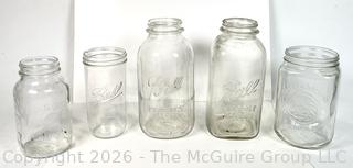 Five (5) Glass Mason Canning Jars