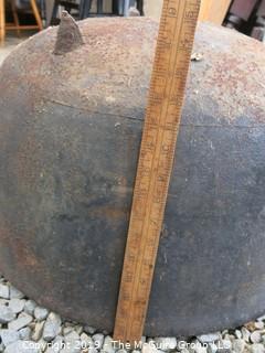 Household: HUGE (24" diameter) Tri-footed Cast Iron Cauldron; see photos for dimensions