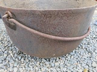 Household: HUGE (24" diameter) Tri-footed Cast Iron Cauldron; see photos for dimensions