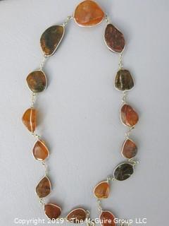 Jewelry: Nice 16-17" strand, wire wrapped necklace of Baltic amber nodules 1/20 GF 14K